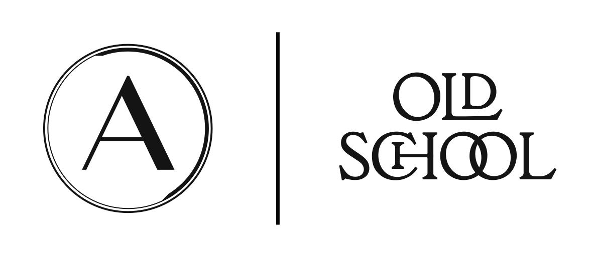 Logo with a circle containing the letter A on the left, and the words 'Old School' on the right.