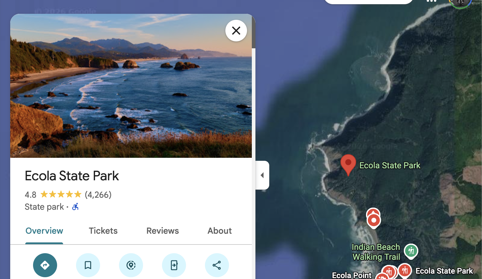Ecola State Park Google Map
