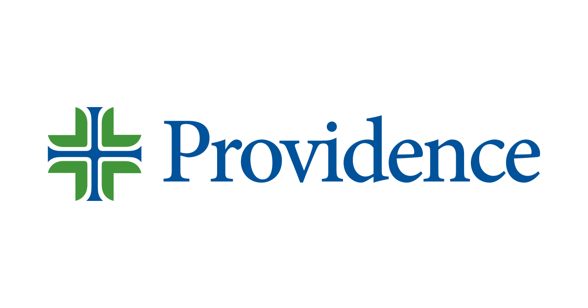 Providence healthcare organization's logo featuring a green and blue cross symbol and the word 'Providence' in blue text.