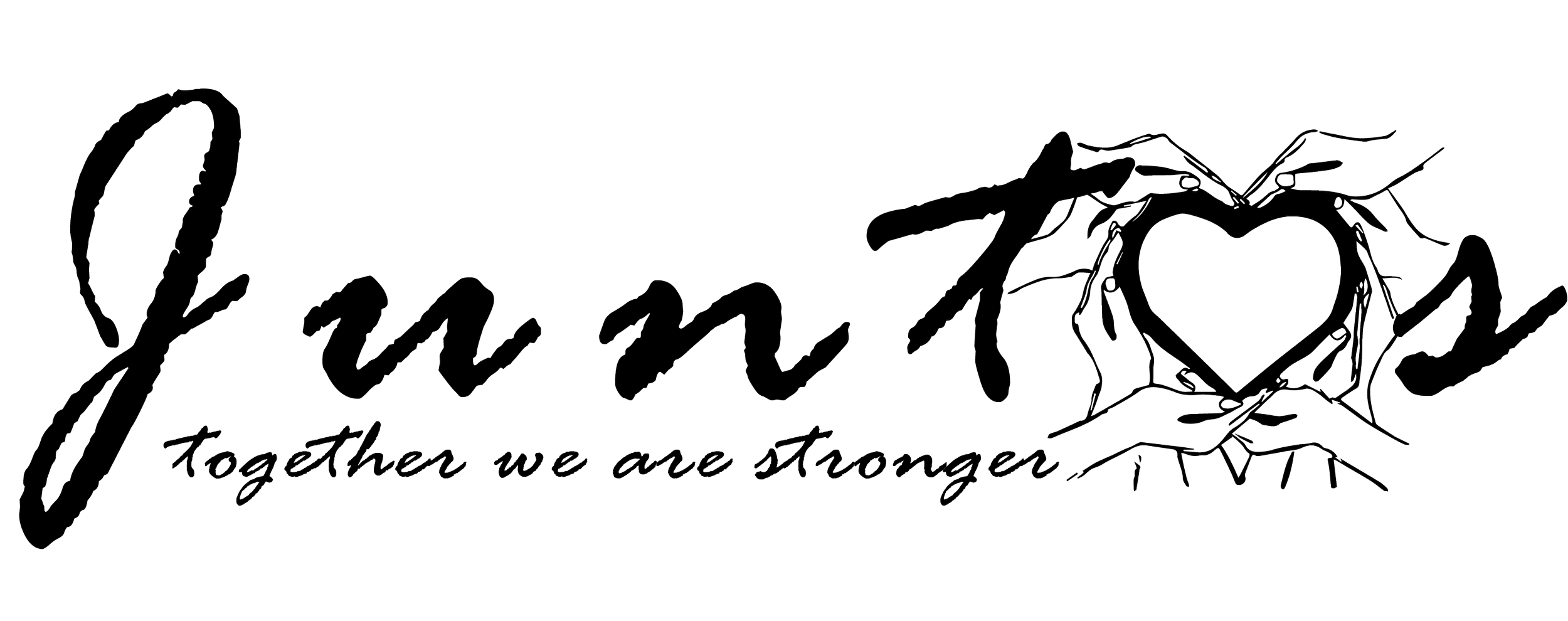Stylized text reads 'Faith' with a heart surrounded by thorns, and the phrase 'together we are stronger' underneath.