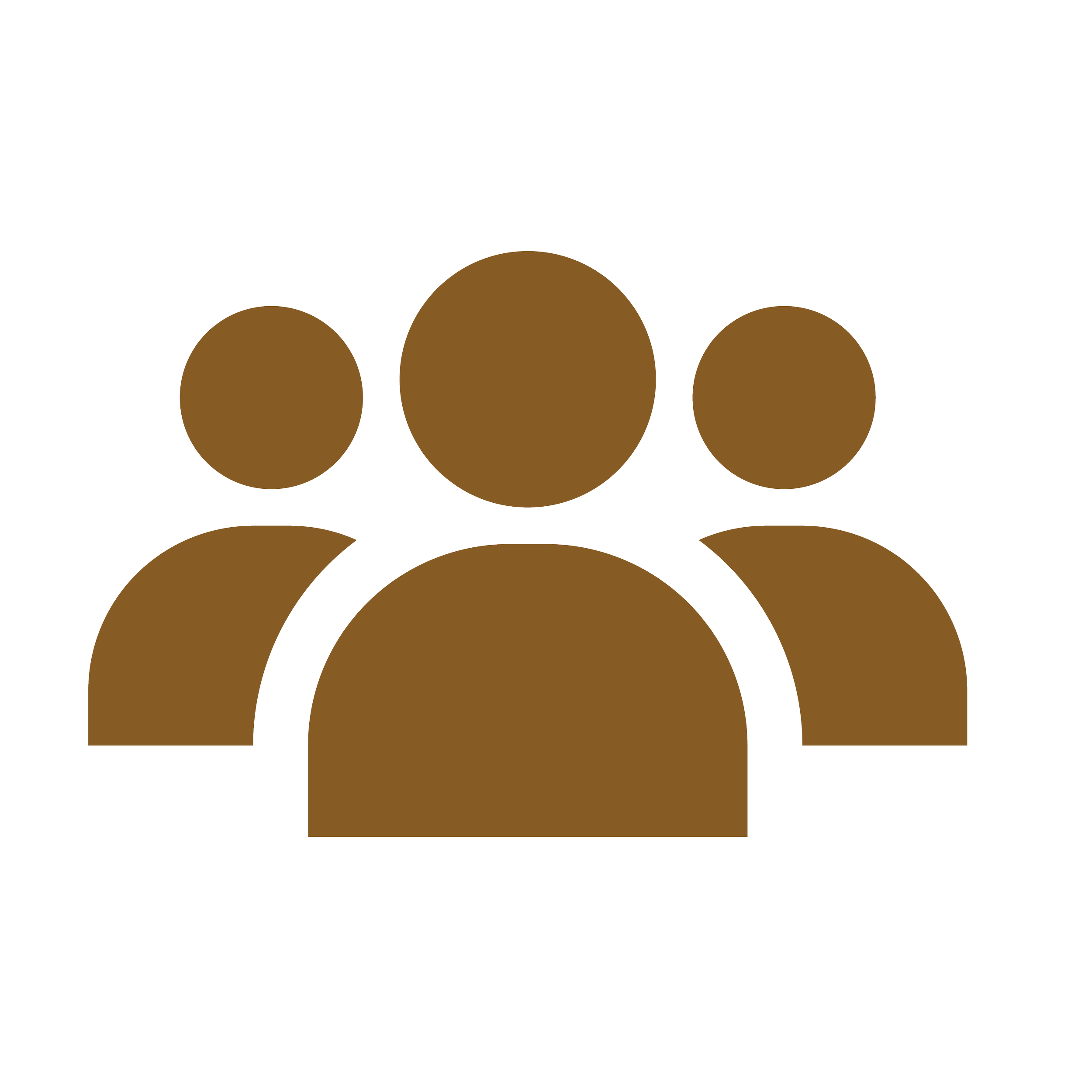 A silhouette of a person with three brown circles representing heads, outlined with black, on a black background.