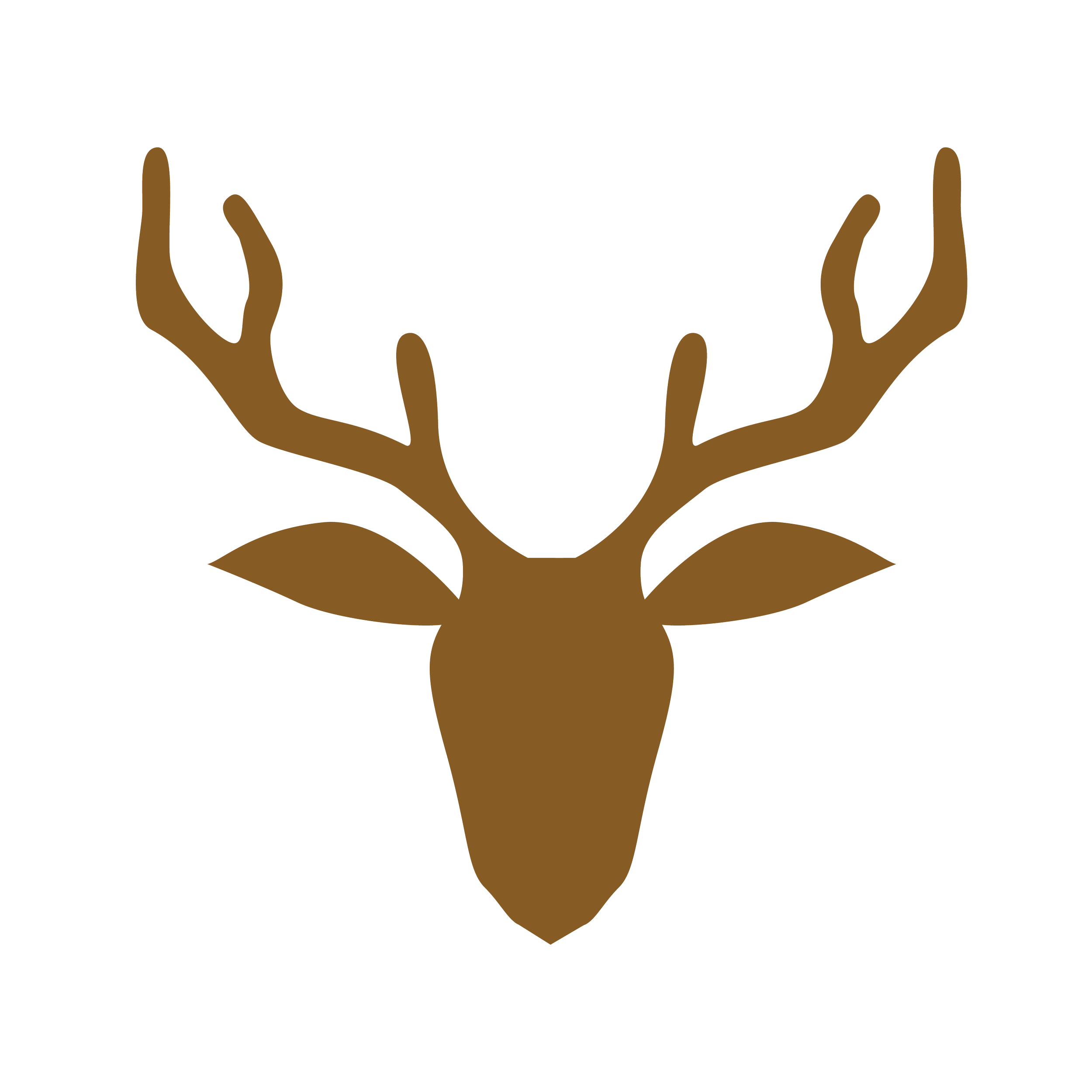 Stylized brown deer antlers with no background.