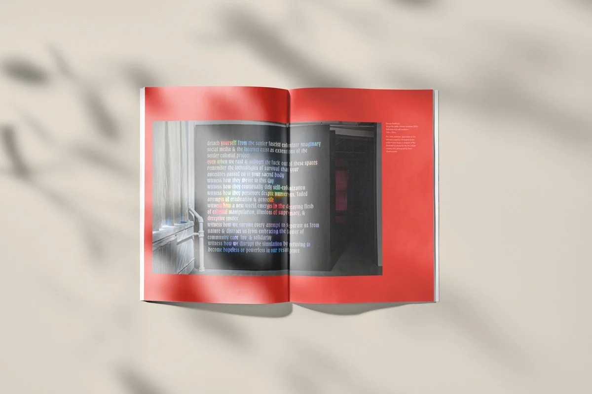 Mockup of the interior spread of the magazine.