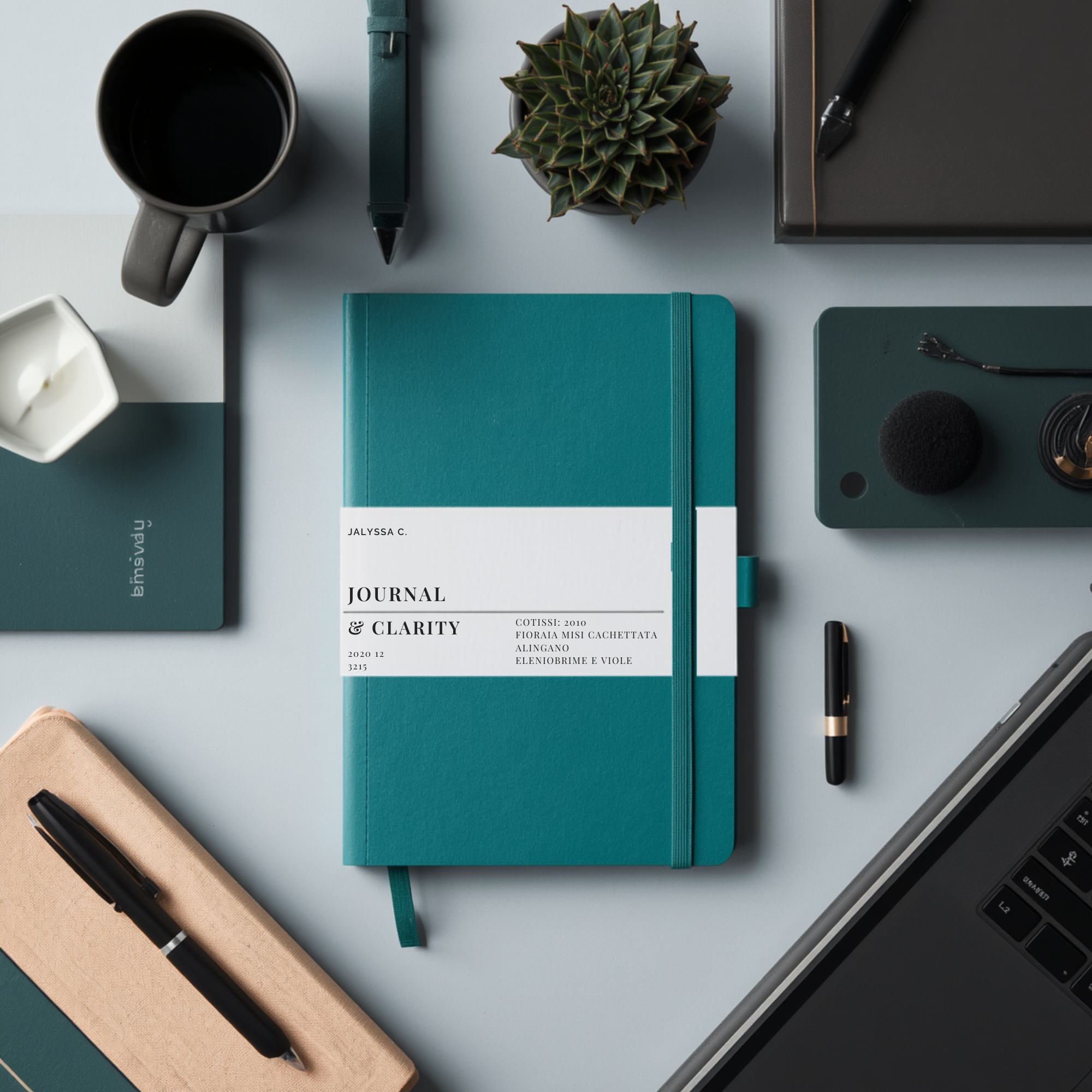 Journal & Clarity notebook on desk