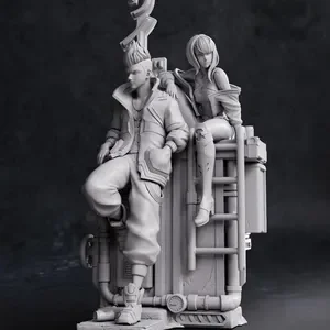David&Lucy-Cyberpunk-Handpainted Collectible Statue