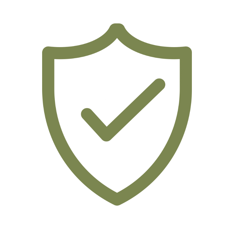 A shield with a checkmark inside, symbolizing security or protection.