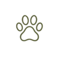 Outline of a paw print with a yellowish outline