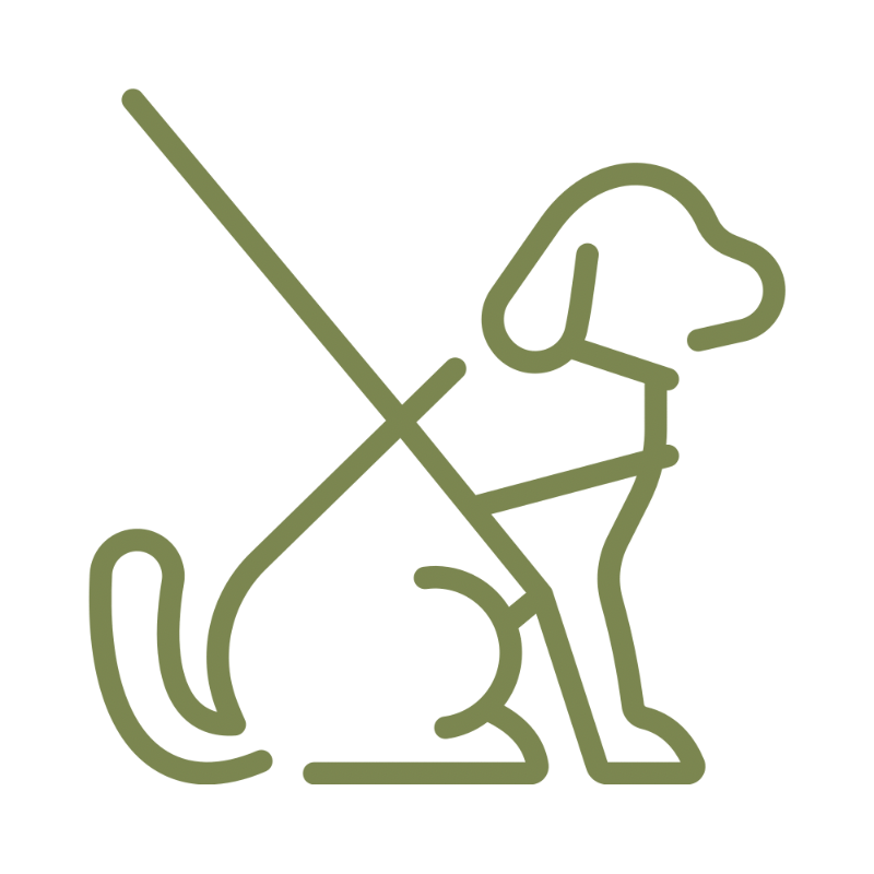 Line drawing of a dog with a stick in its mouth, sitting and facing right.