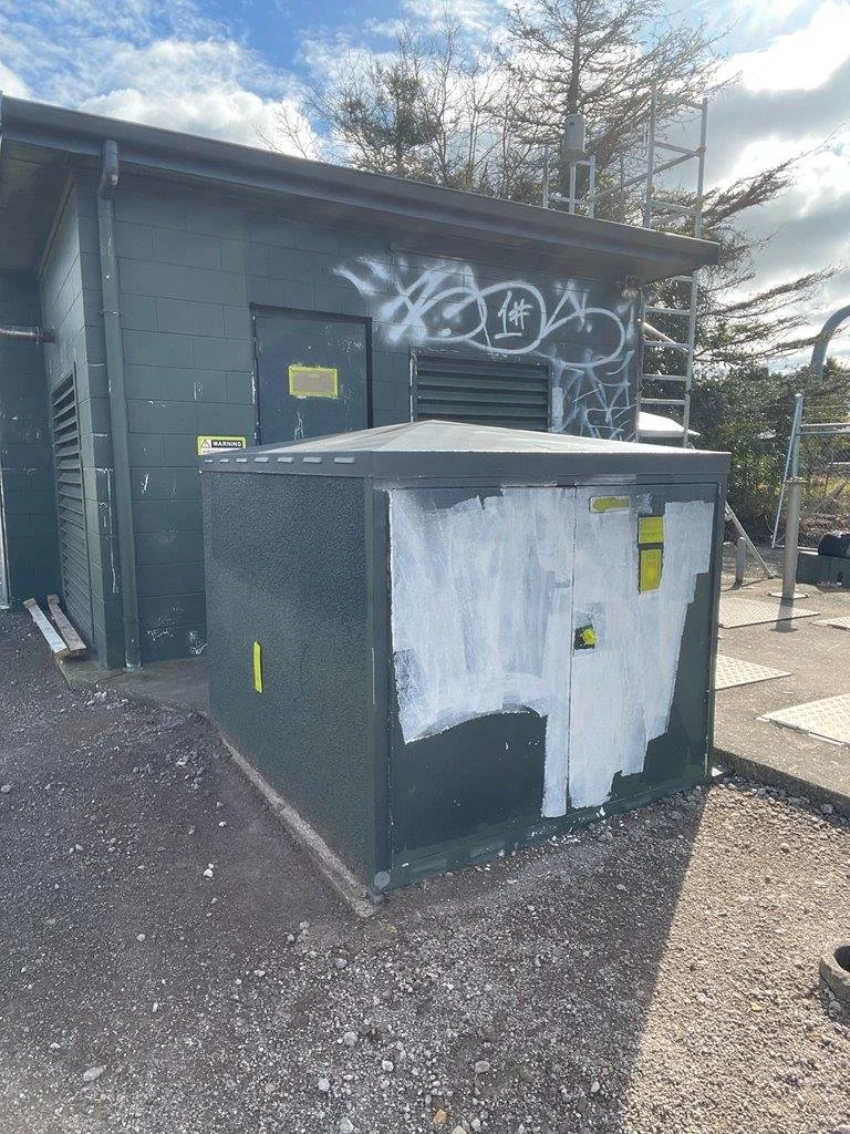 Exterior of commercial utility building before repaint and maintenance, Bay of Plenty