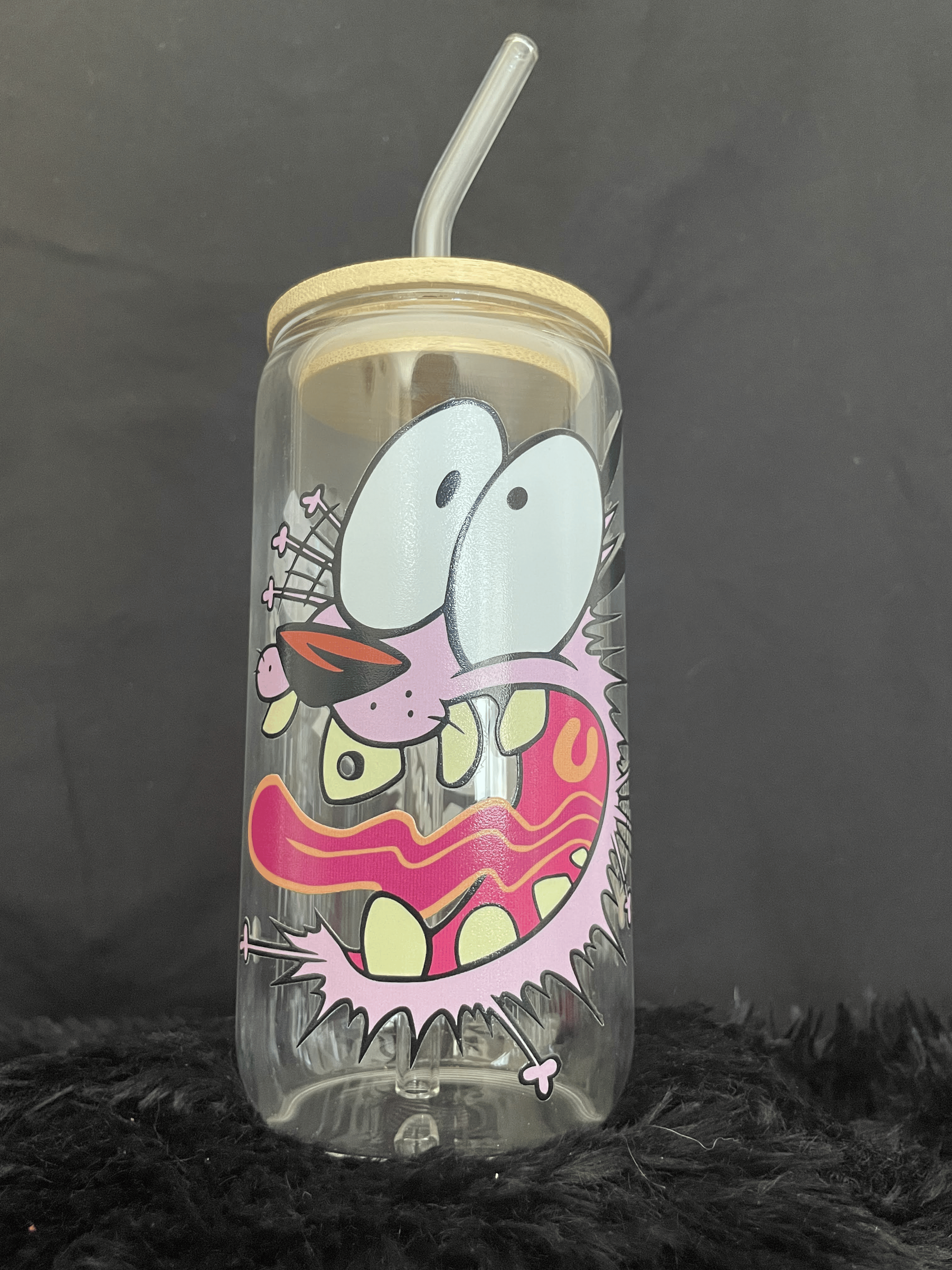 Courage the Cowardly Dog Glass Can Tumbler