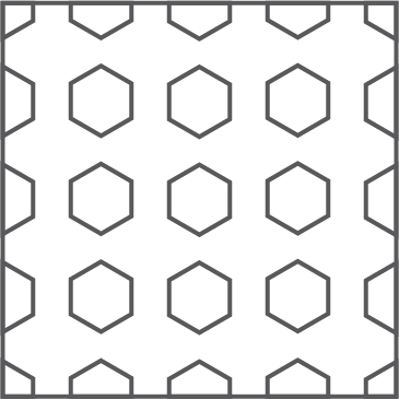Black background with a repeating pattern of white outlined hexagons.