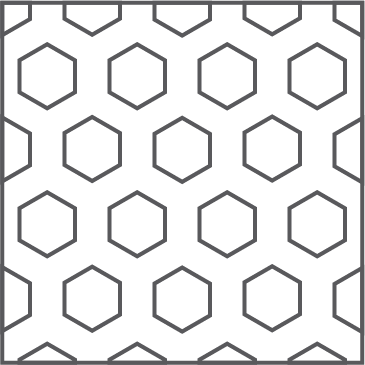 Pattern of off-aligned hexagons on a black background.