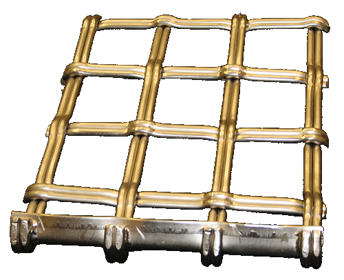A metal grill with a grid pattern of horizontal and vertical bars, used as a vent or grate.
