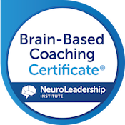 Neuroleadership Institute credential displayed Brain-Based Coaching Certificate status.