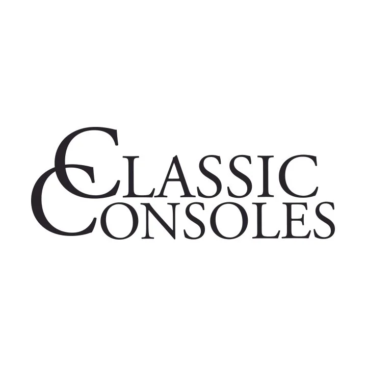 Logo for Classic Consoles with stylized text in black on a white background.