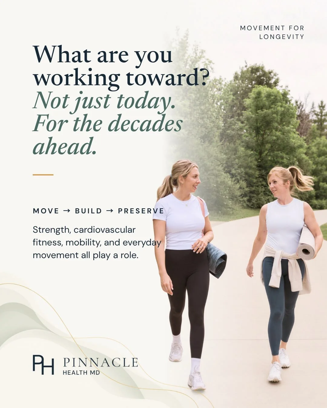 What are you working toward - not just today, but for the decades ahead?

Movement is about more than staying fit. Strength, cardiovascular fitness, mobility, balance, and everyday movement all play a role in supporting how we feel, function, and liv