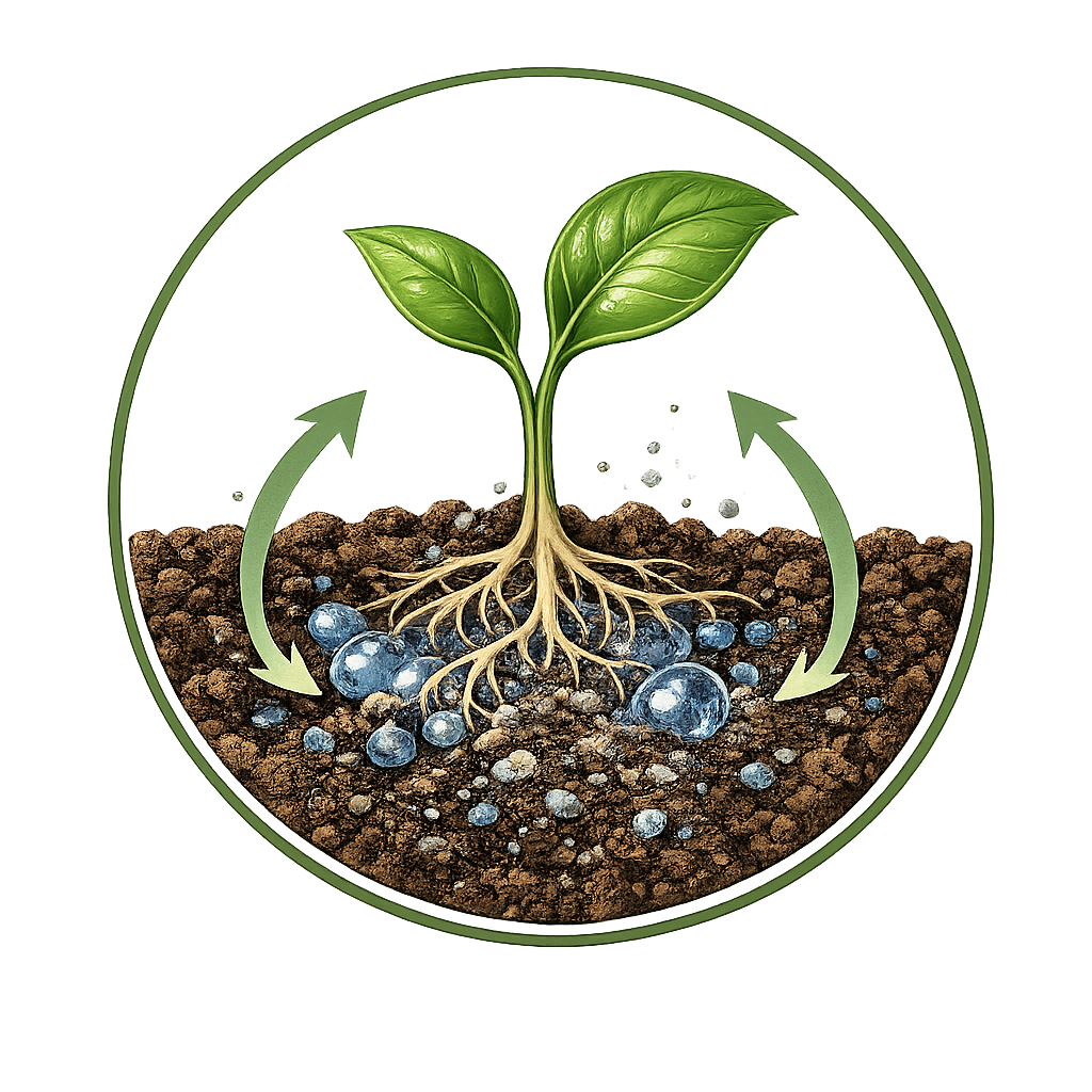 EF Polymer naturally biodegrading in soil without leaving harmful residues or microplastics.