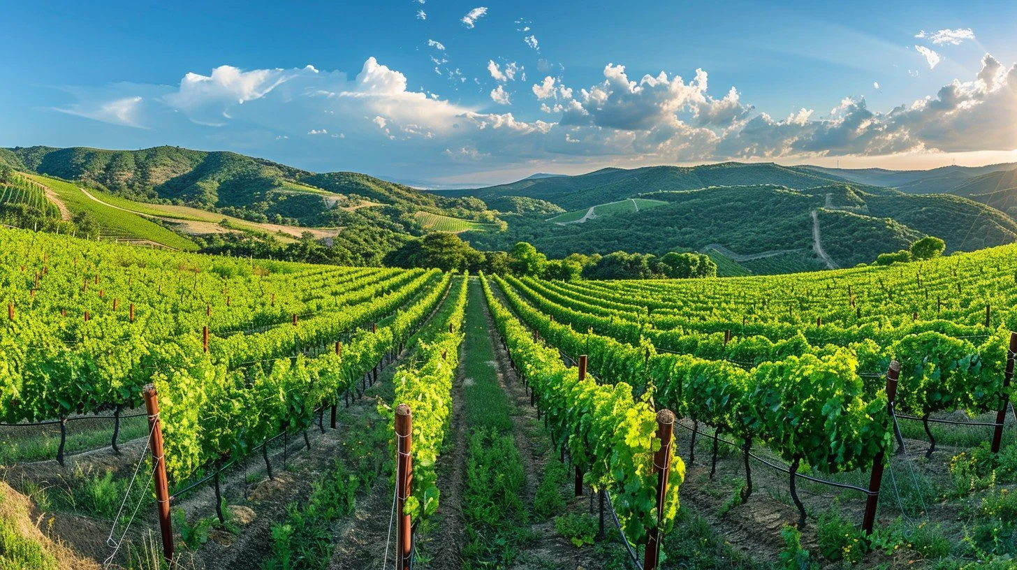 Vineyard and perennial crops supported by EF Polymer for improved soil moisture and root development.