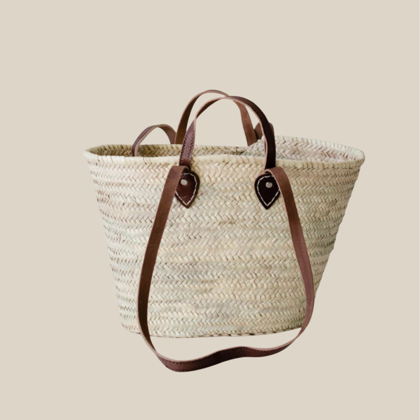 Handmade French Market Bag with leather straps