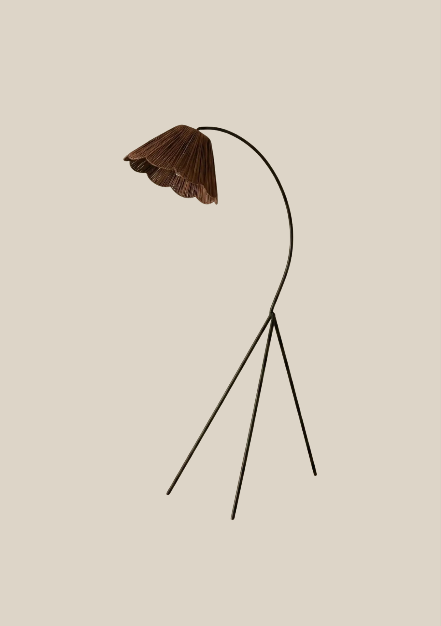 Swedish Scalloped Raffia Floor Lamp