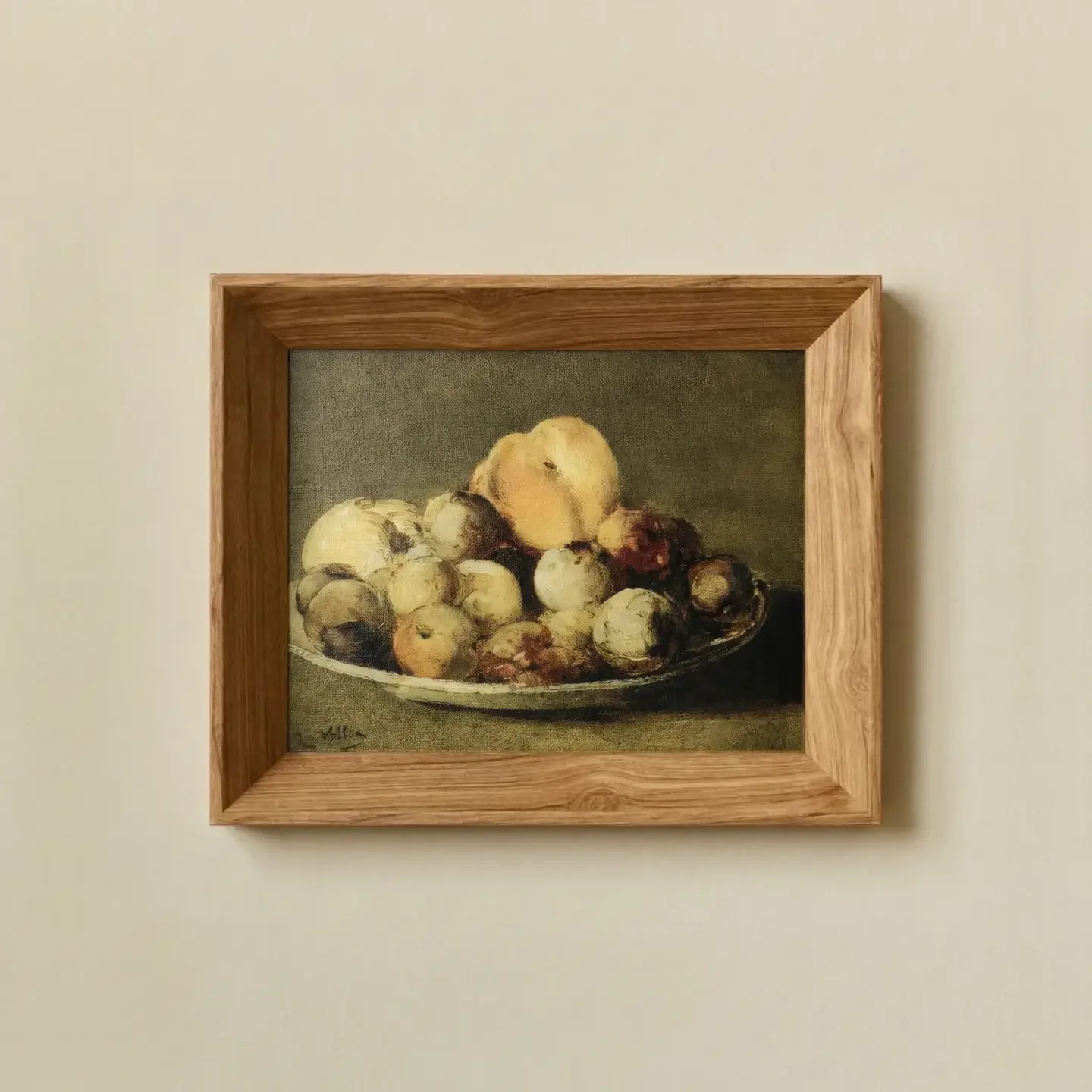 Plums & Peaches Still Life, Framed Canvas