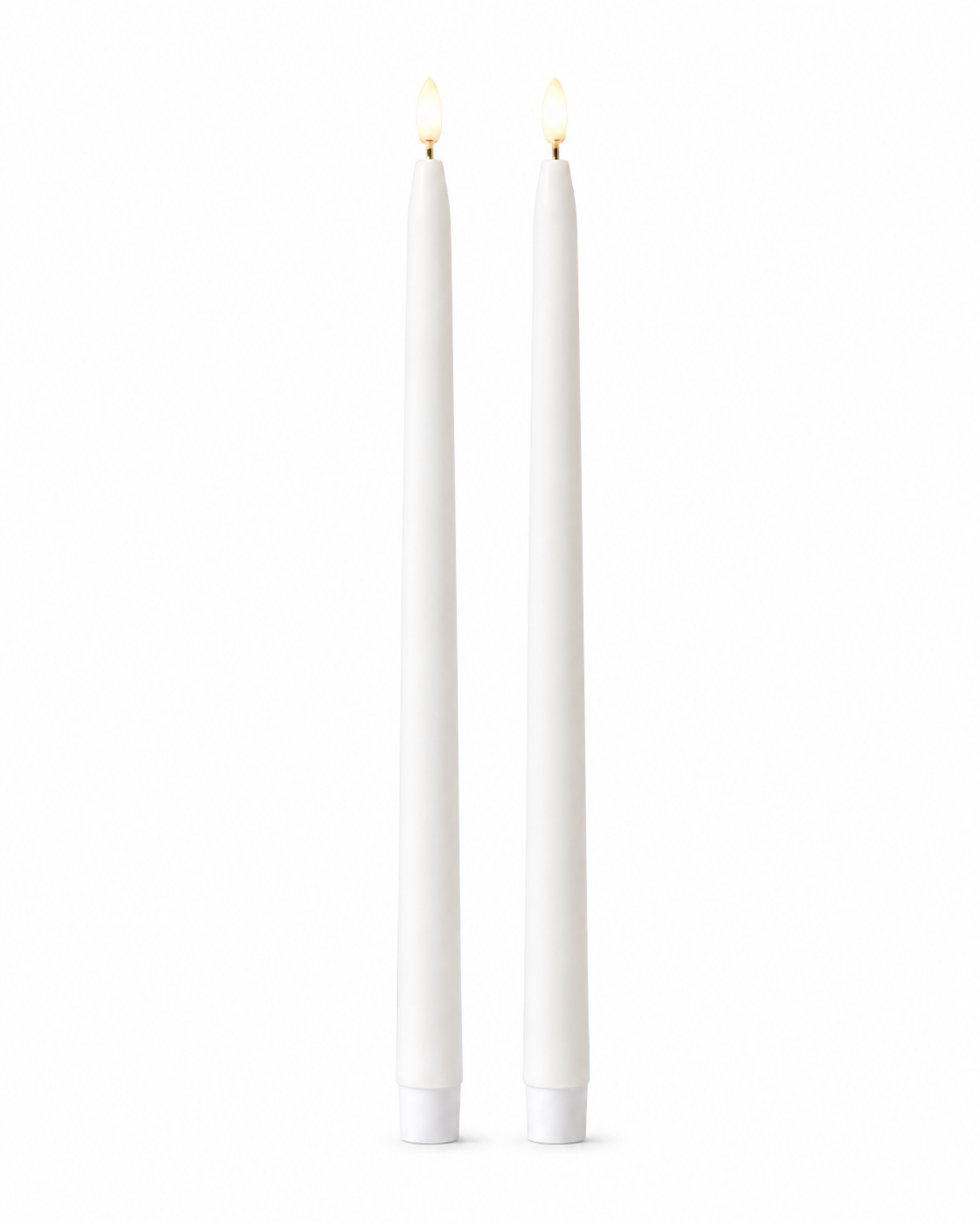 12.5" White Wax Flameless Taper Candles — Set of 2