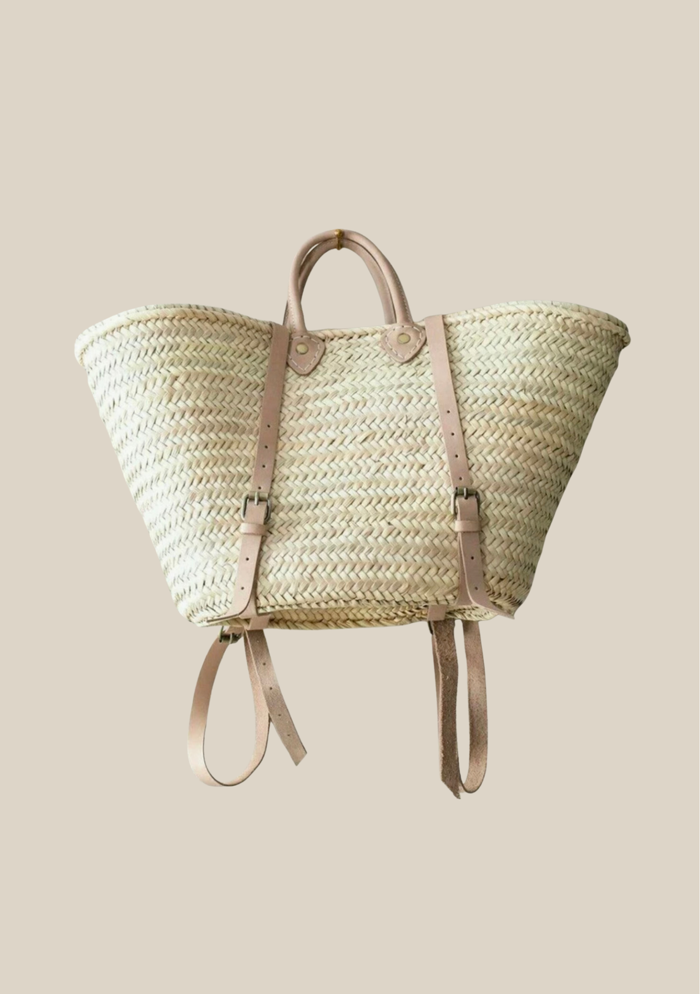 Handmade French Market Basket & Backpack with Leather Strap