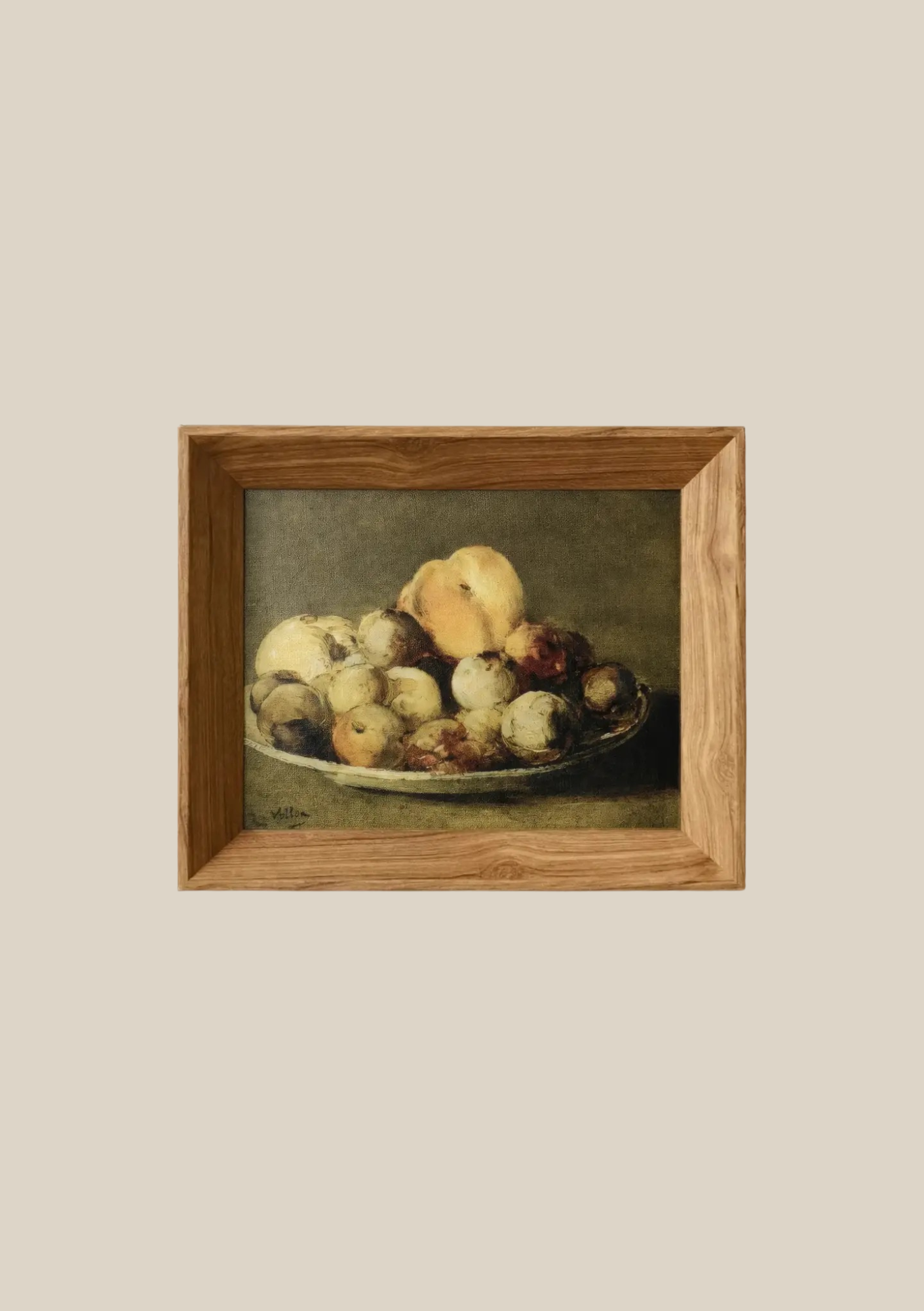 Plums & Peaches Still Life, Framed Canvas