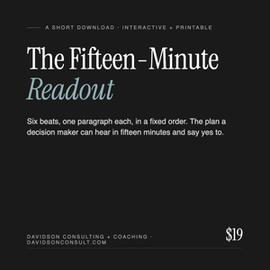The Fifteen-Minute Readout
