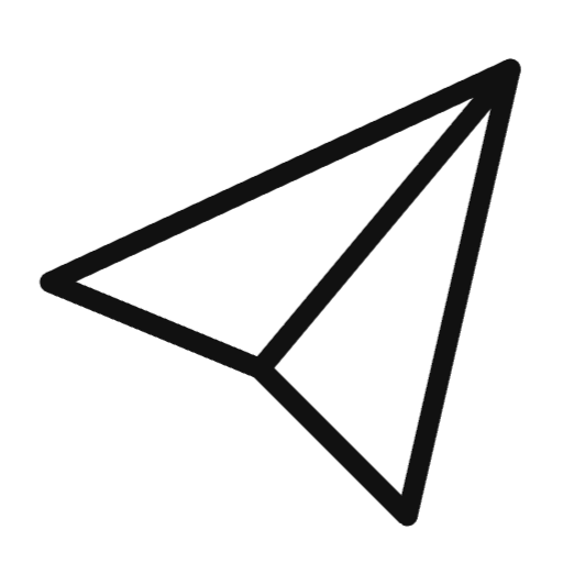 Outline of a paper airplane icon on a transparent background.