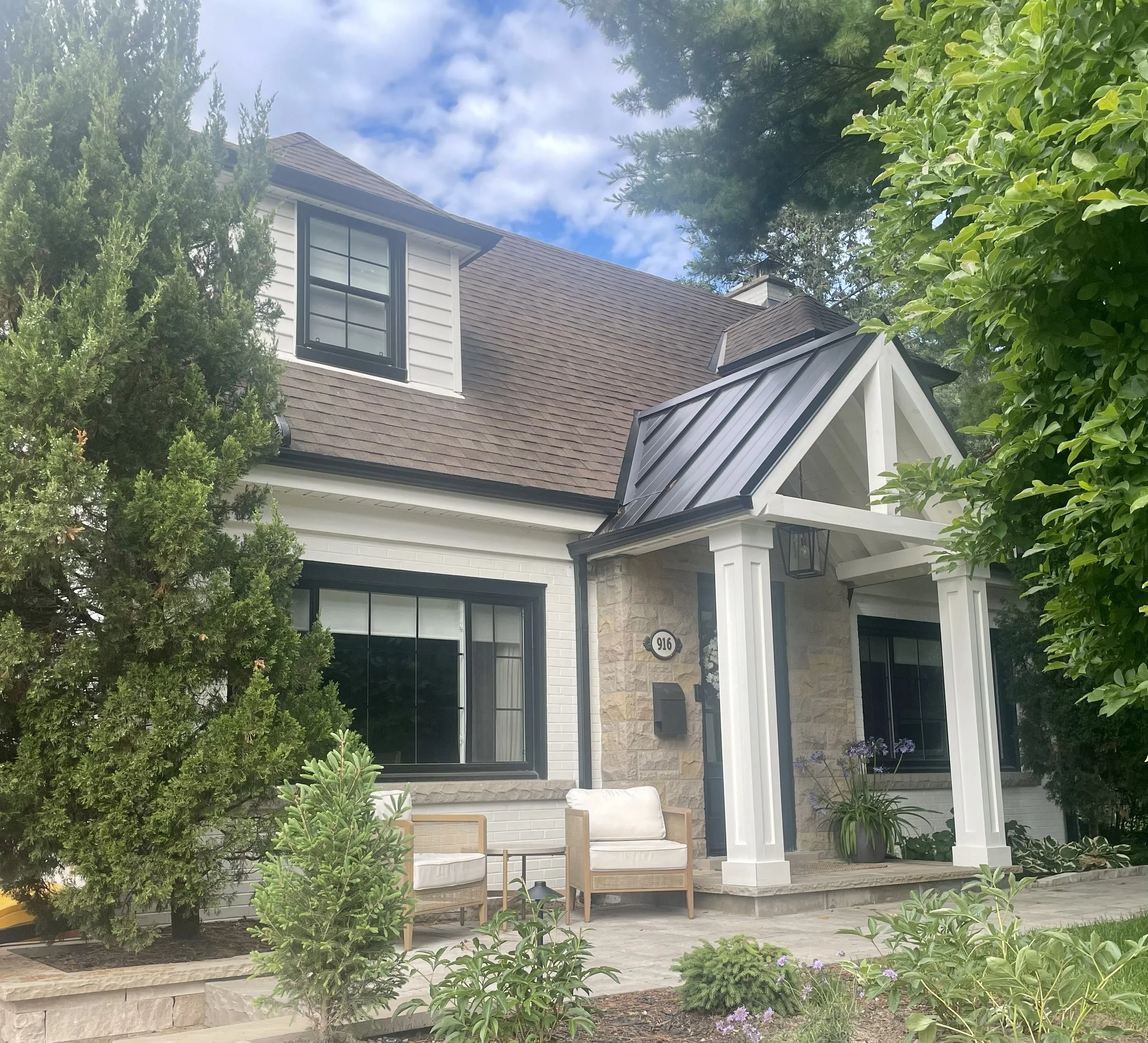 New front entrance and covered porch Burlington