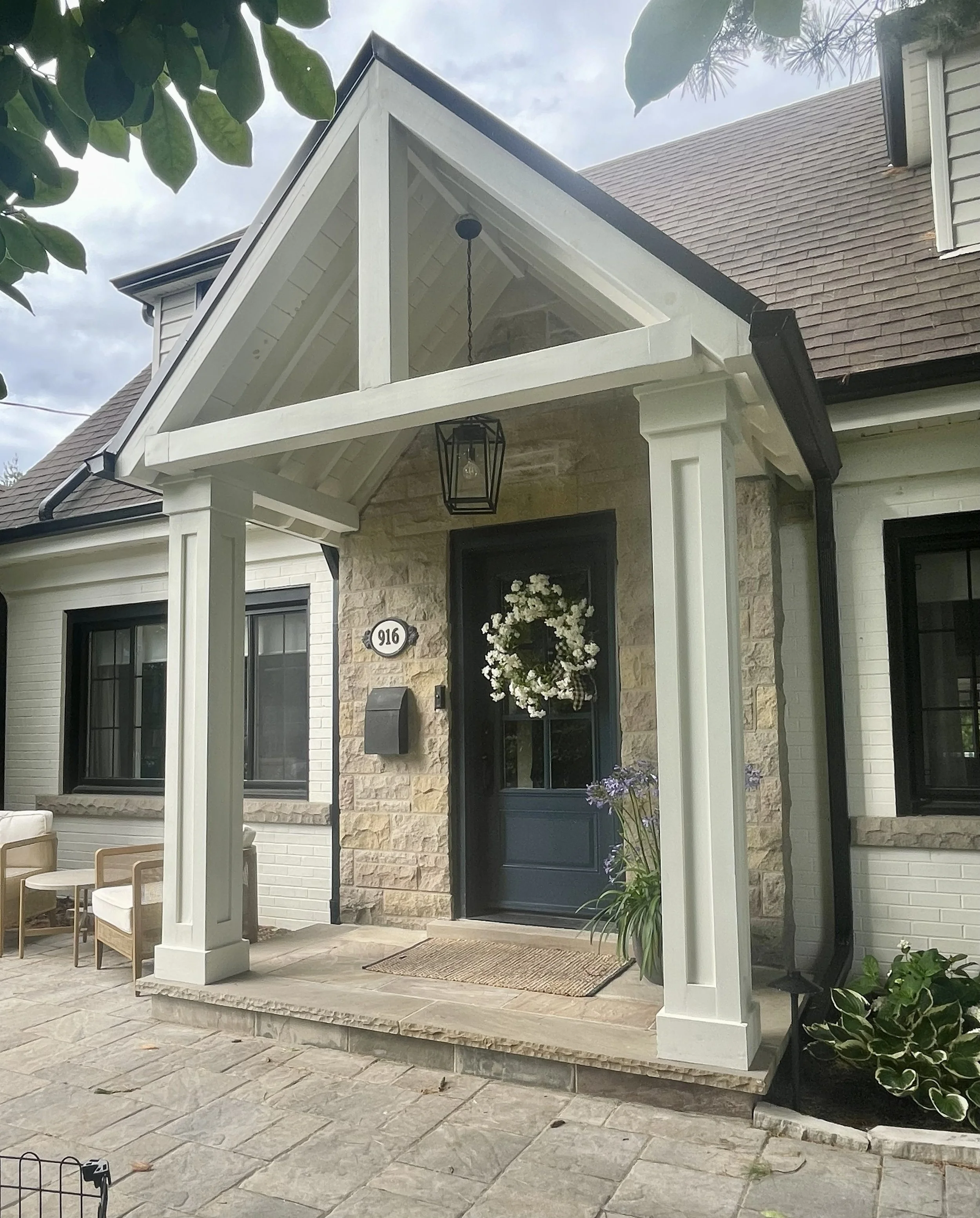 New front entrance and covered porch Burlington