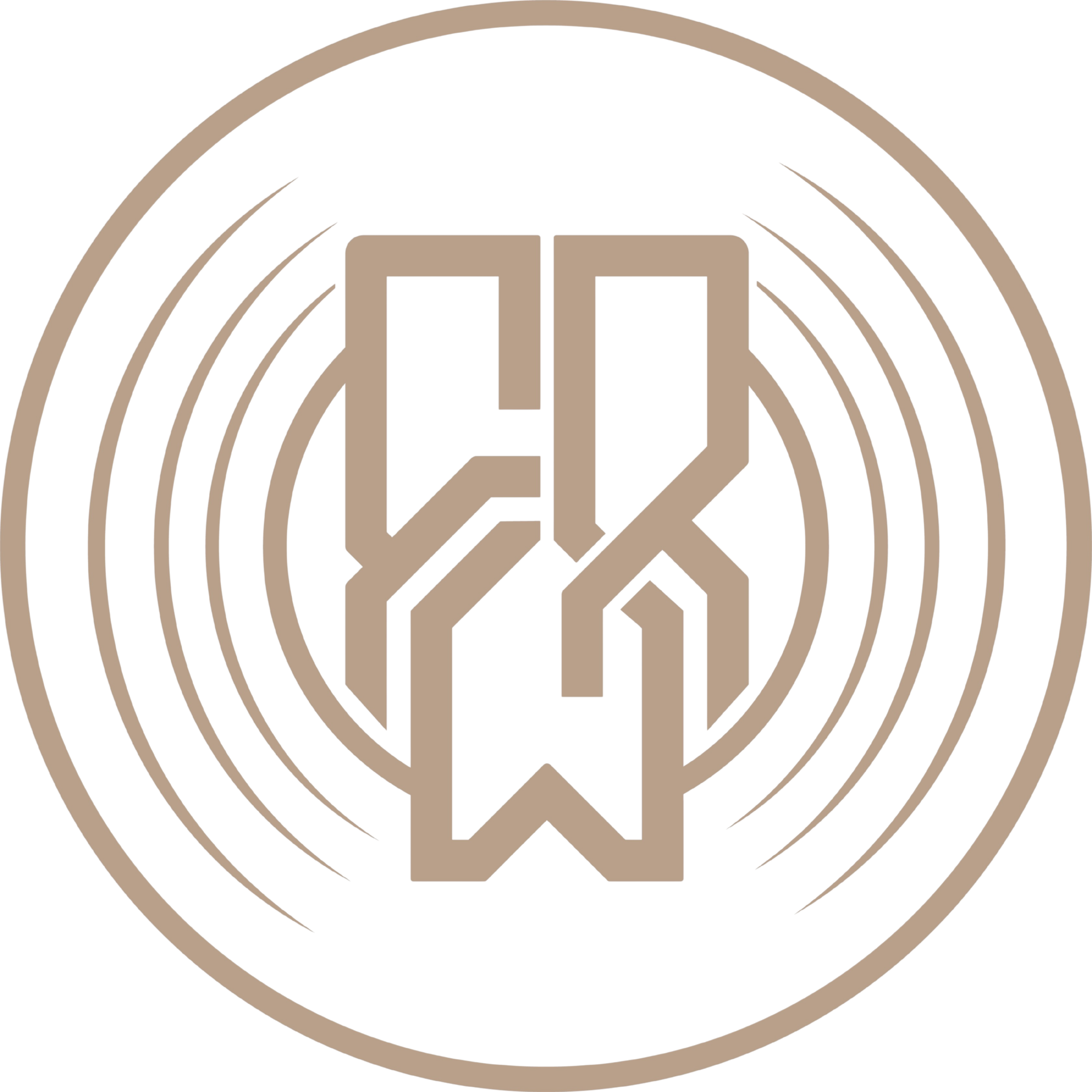 Stylized image of a fingerprint with an abstract house shape in the center, rendered in beige on a white background.