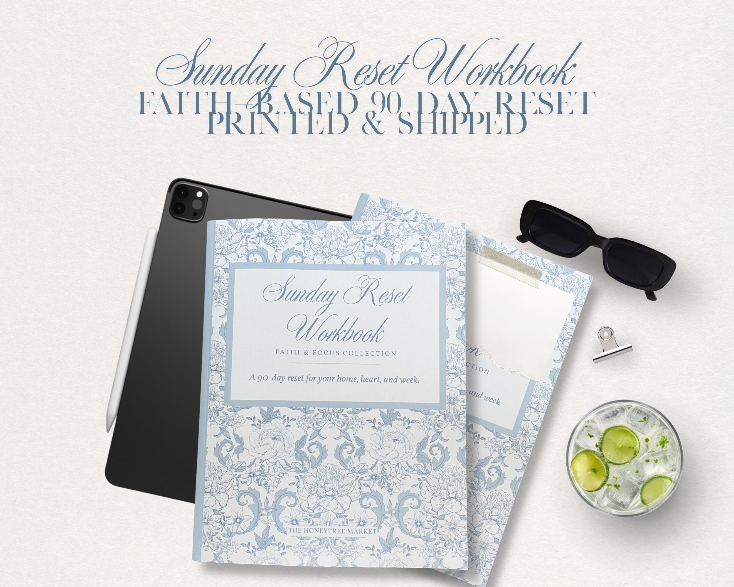 Sunday Reset Workbook | Christian Weekly Planner & Devotional | Physical Printed Workbook for Women