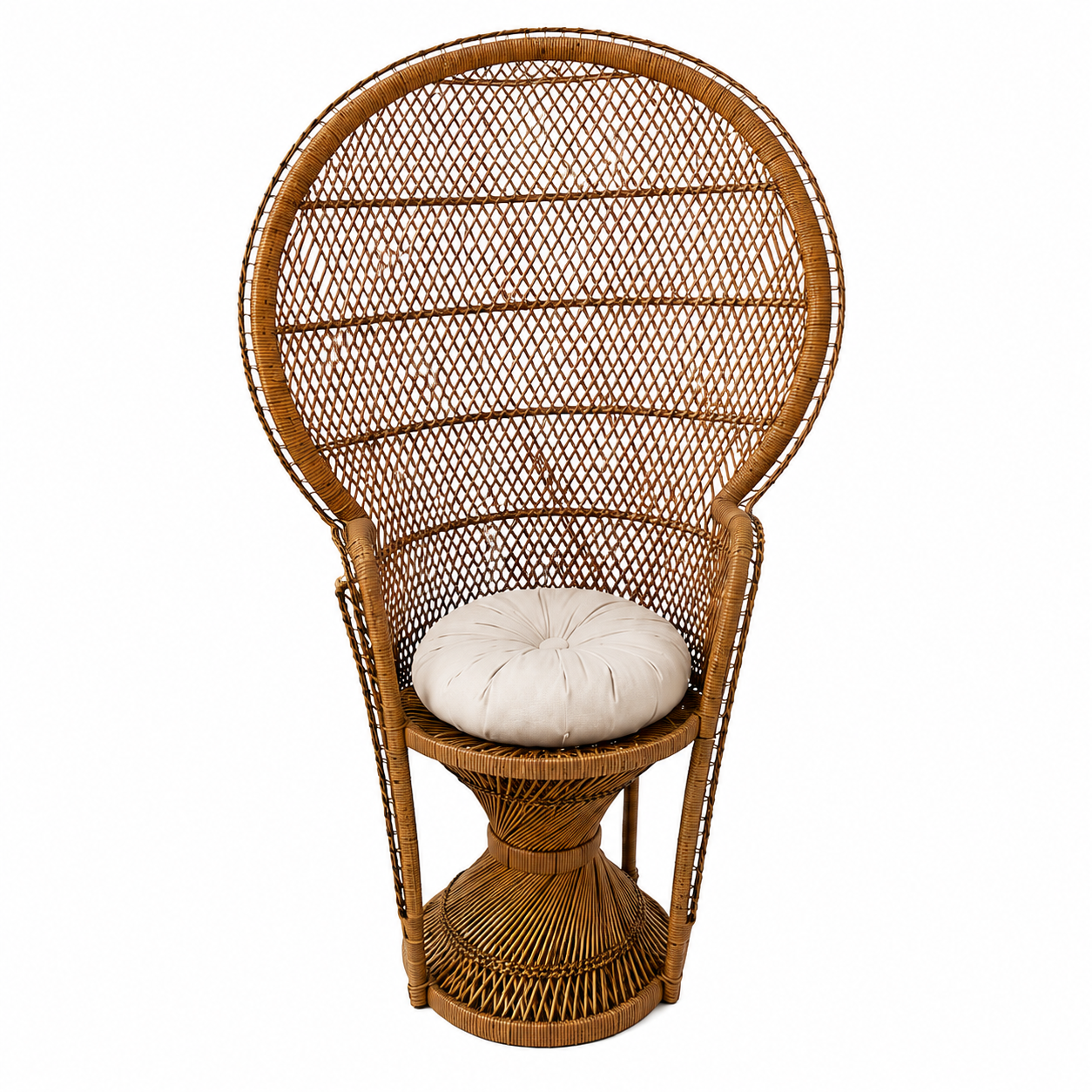 Vintage Peacock Chair with Cream Cushion