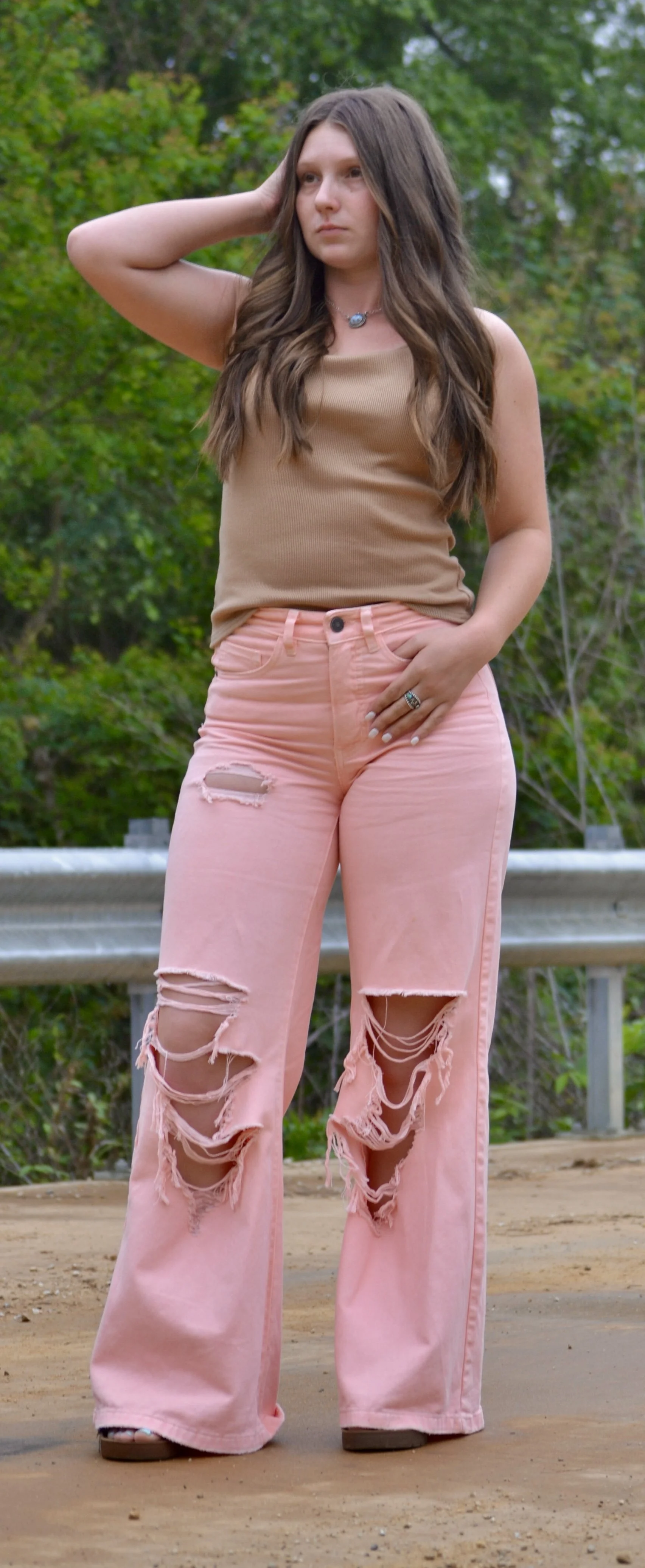 Pink Distressed Jeans