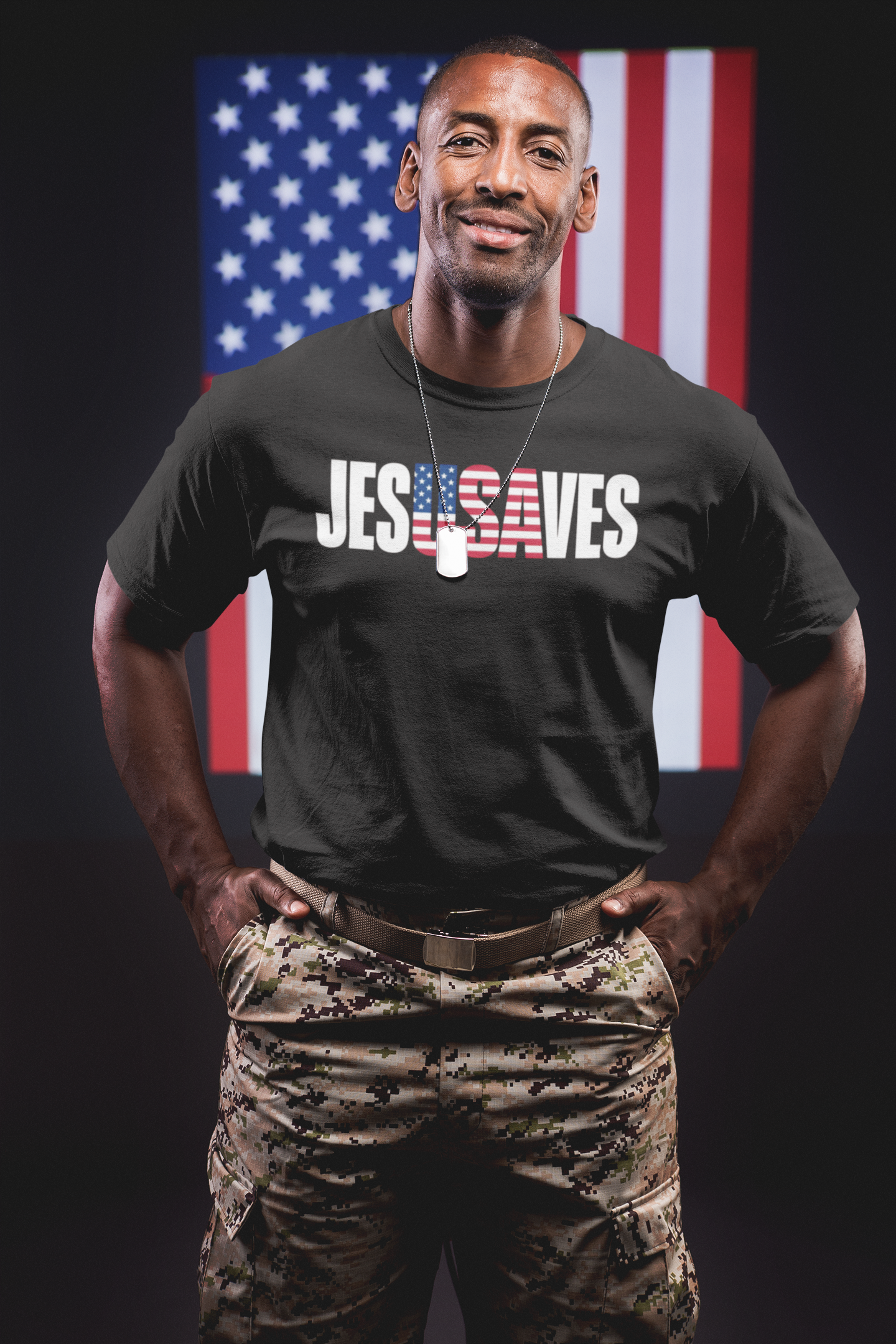 JESUSAVES Patriotic Christian T-Shirt