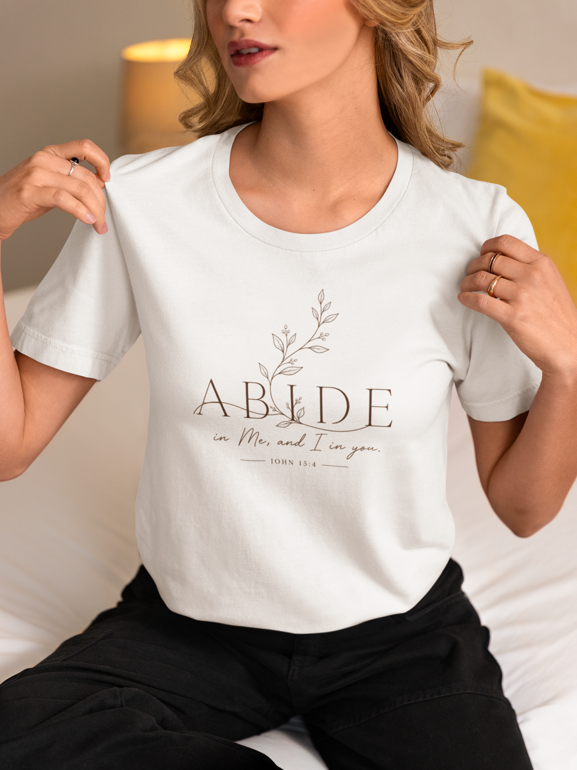 Abide in Me Women’s  T-Shirt | John 15:4 | Signature Abide Collection Tee