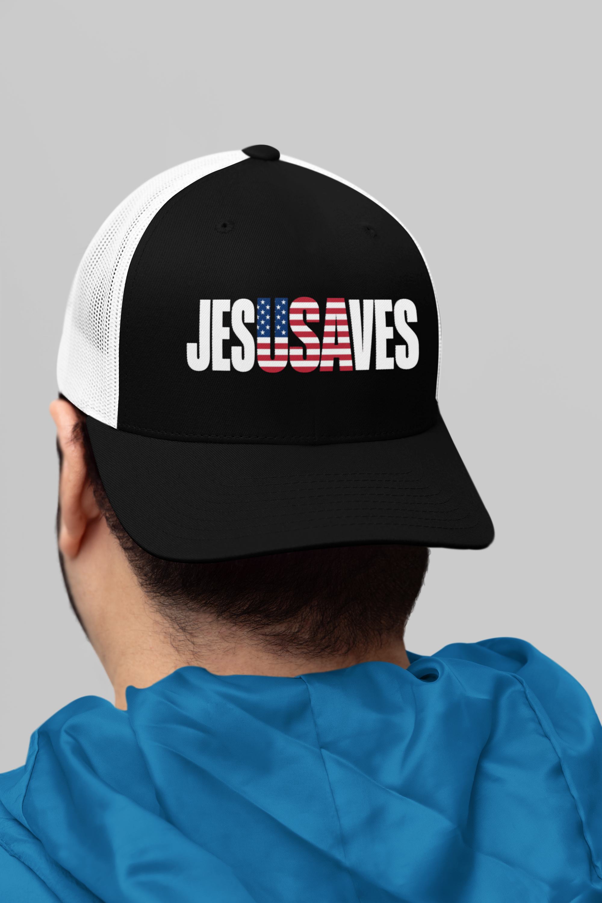 JESUS SAVES Patriotic Trucker Hat