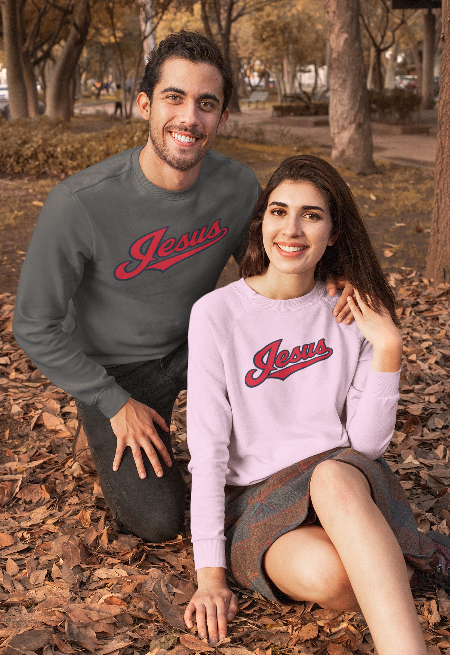 mockup-of-a-couple-wearing-customizable-crewneck-sweatshirts-at-a-park-during-autumn-31813.png