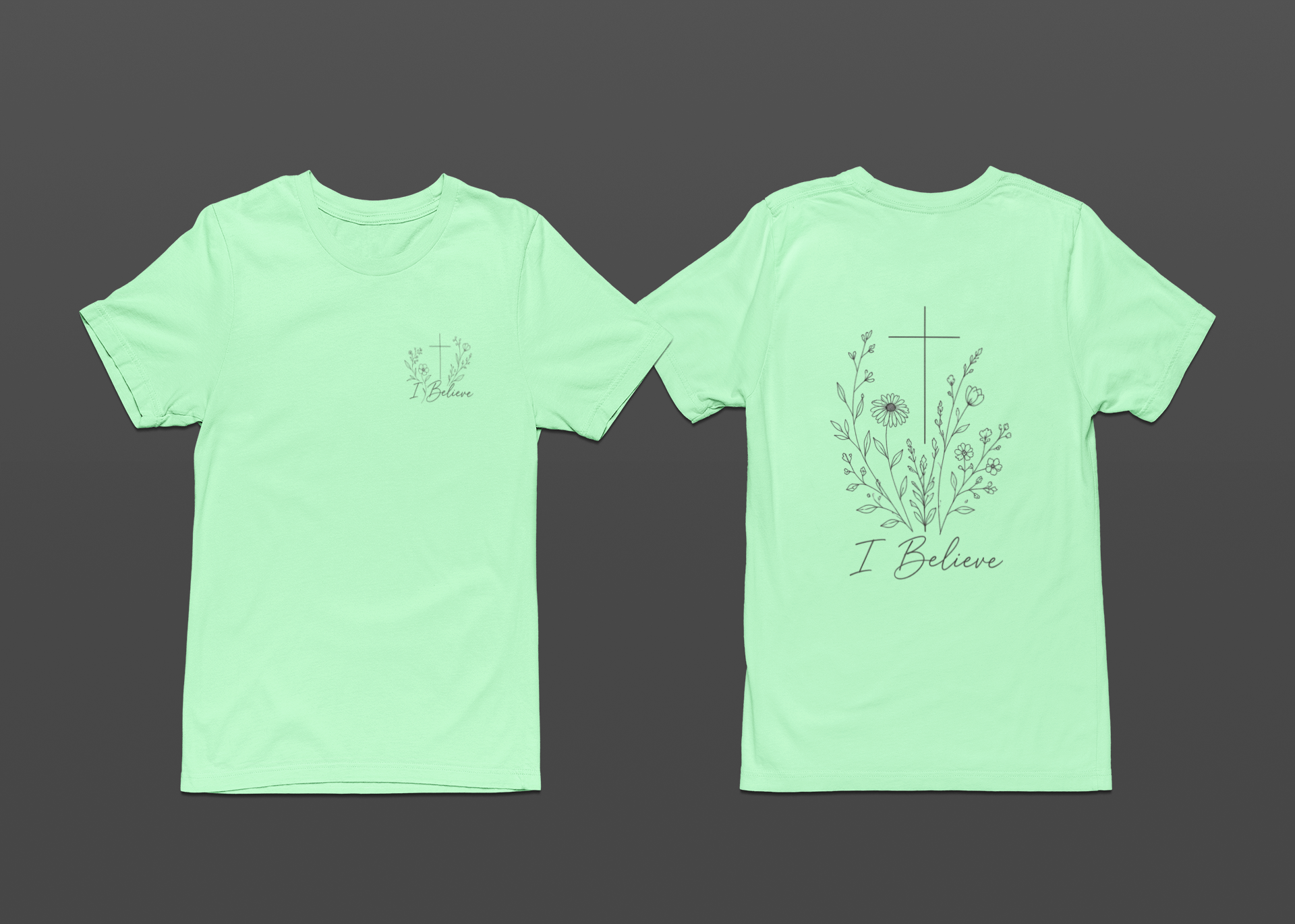 I Believe Floral Cross Women's T-Shirt