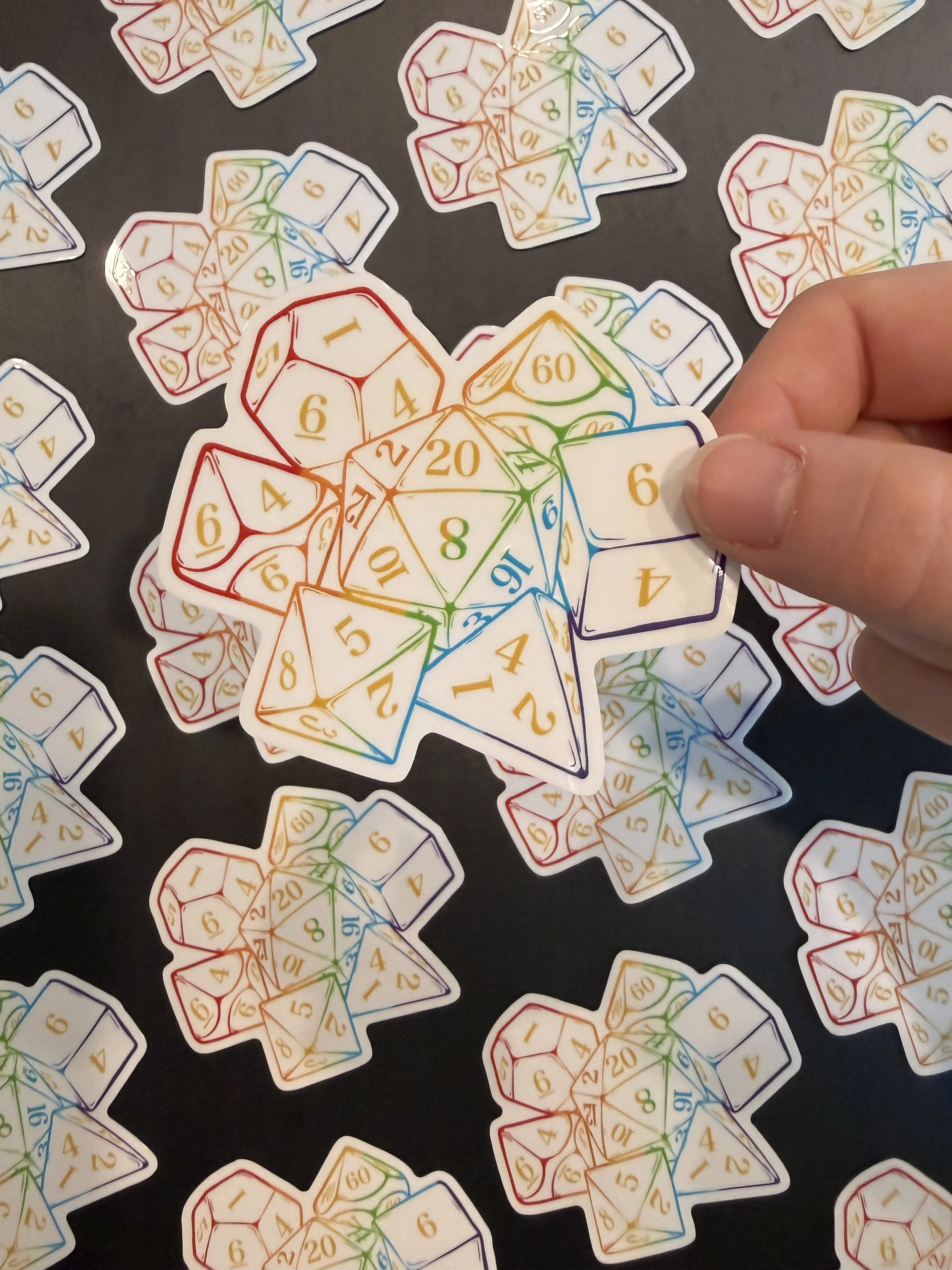 Clear Rainbow DnD Dice Sticker