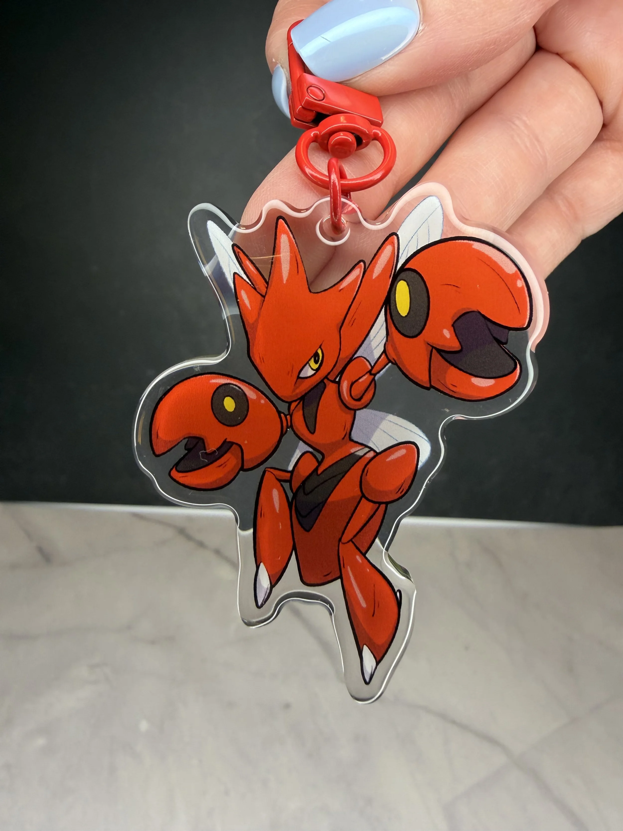 Scizor Keychain - Double-sided Shiny