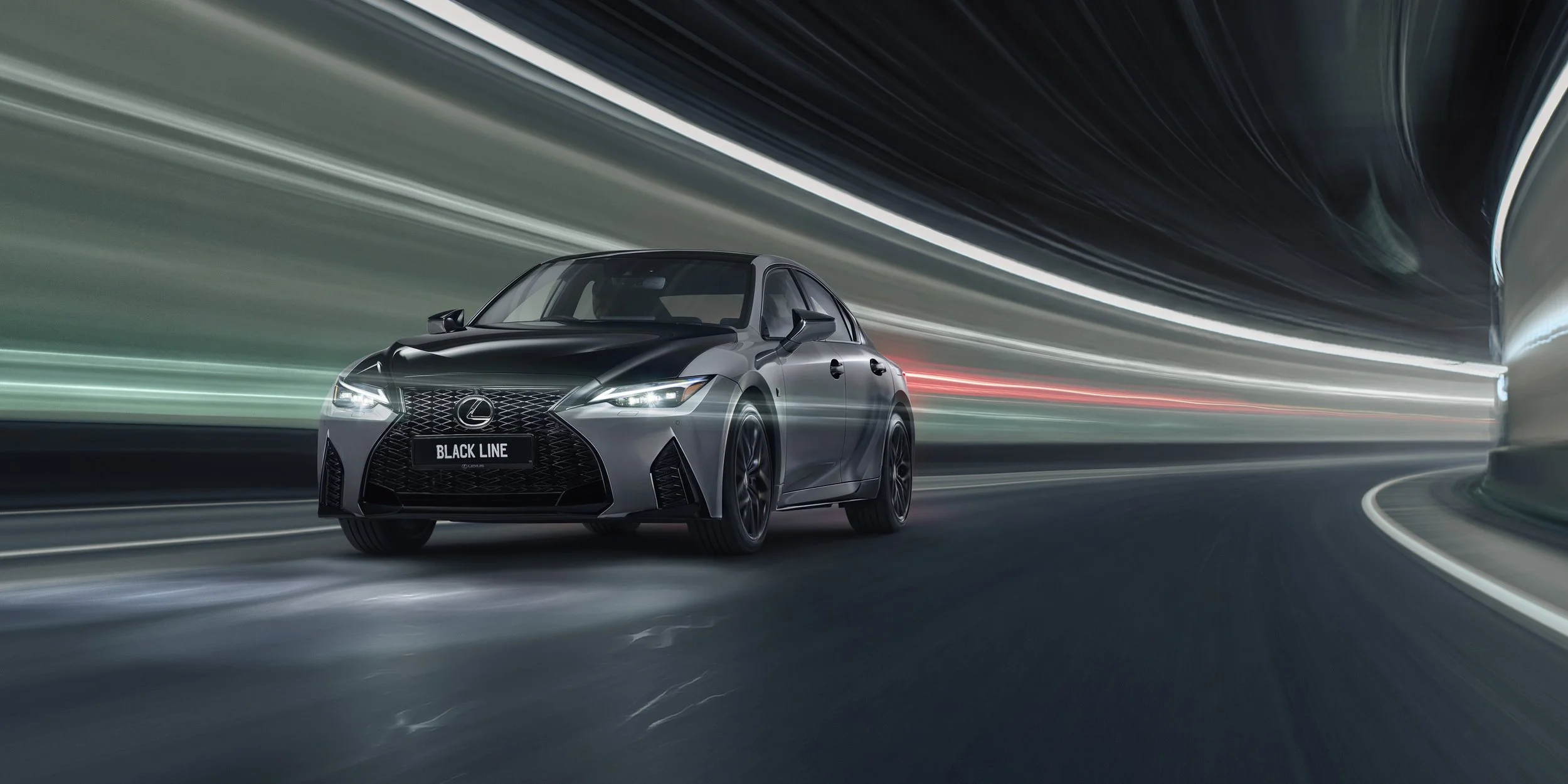 Dynamic Lexus photographed for Toyota, long exposure at night driving through tunnel