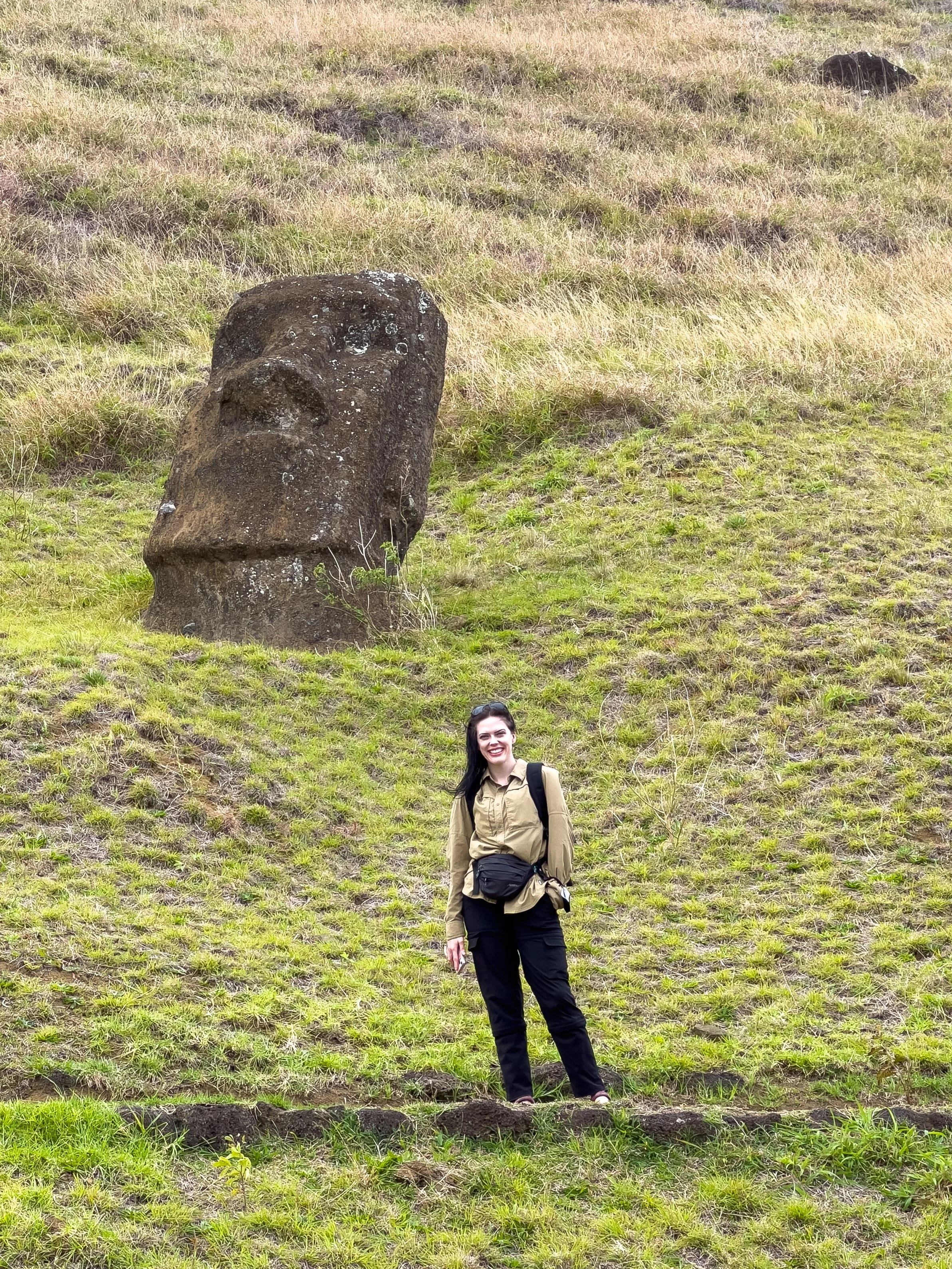 anna at the easter island rano raraku moai quarry