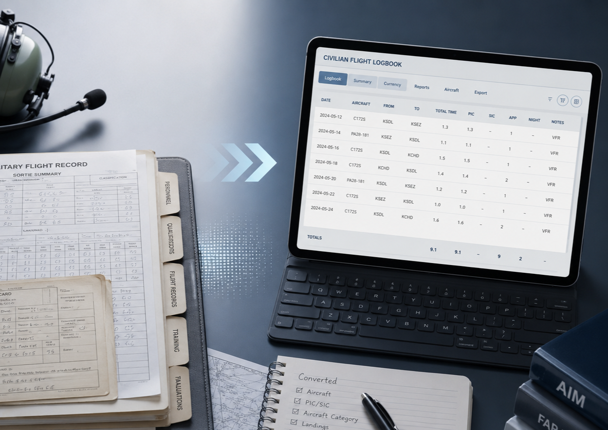 How to Convert Military Flight Records into a Civilian Logbook