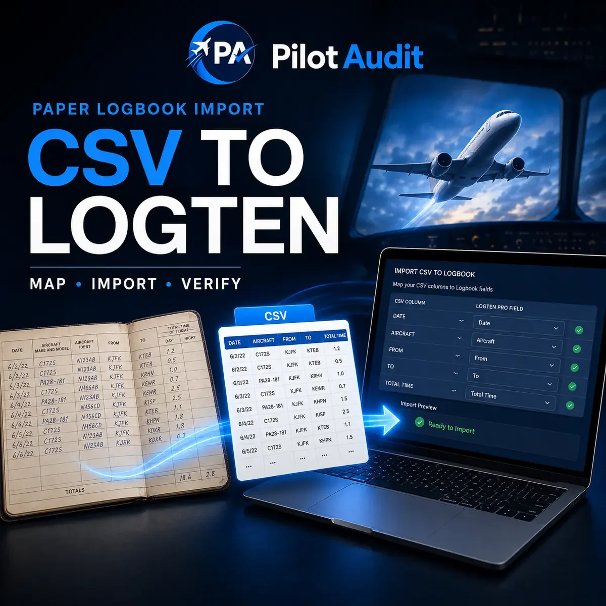 How to Import a Pilot Logbook CSV Into LogTen Pro