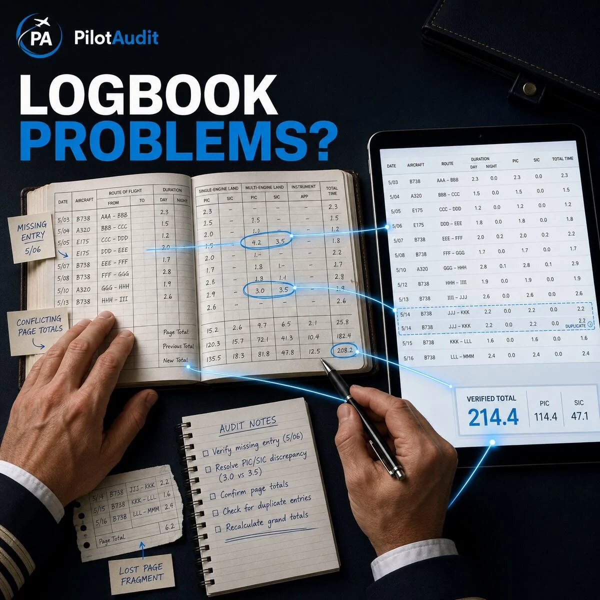 Pilot Logbook Problems: How to Fix Missing, Incorrect or Complicated Flight Records