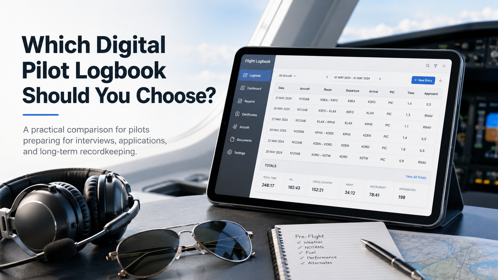 a graphic asking which digital logbook to choose