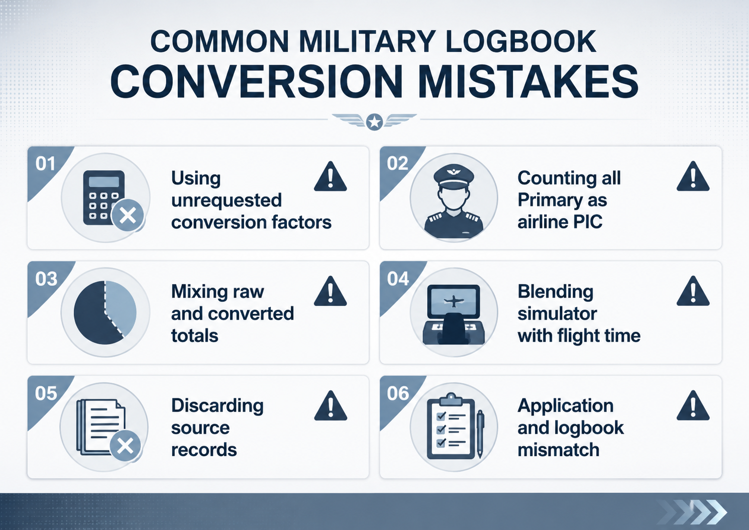 common military logbook conversion mistakes for pilots